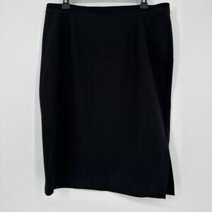 Eileen Fisher Skirt Womens Large Black Tencel Blend Knit Midi Pencil Side Slit